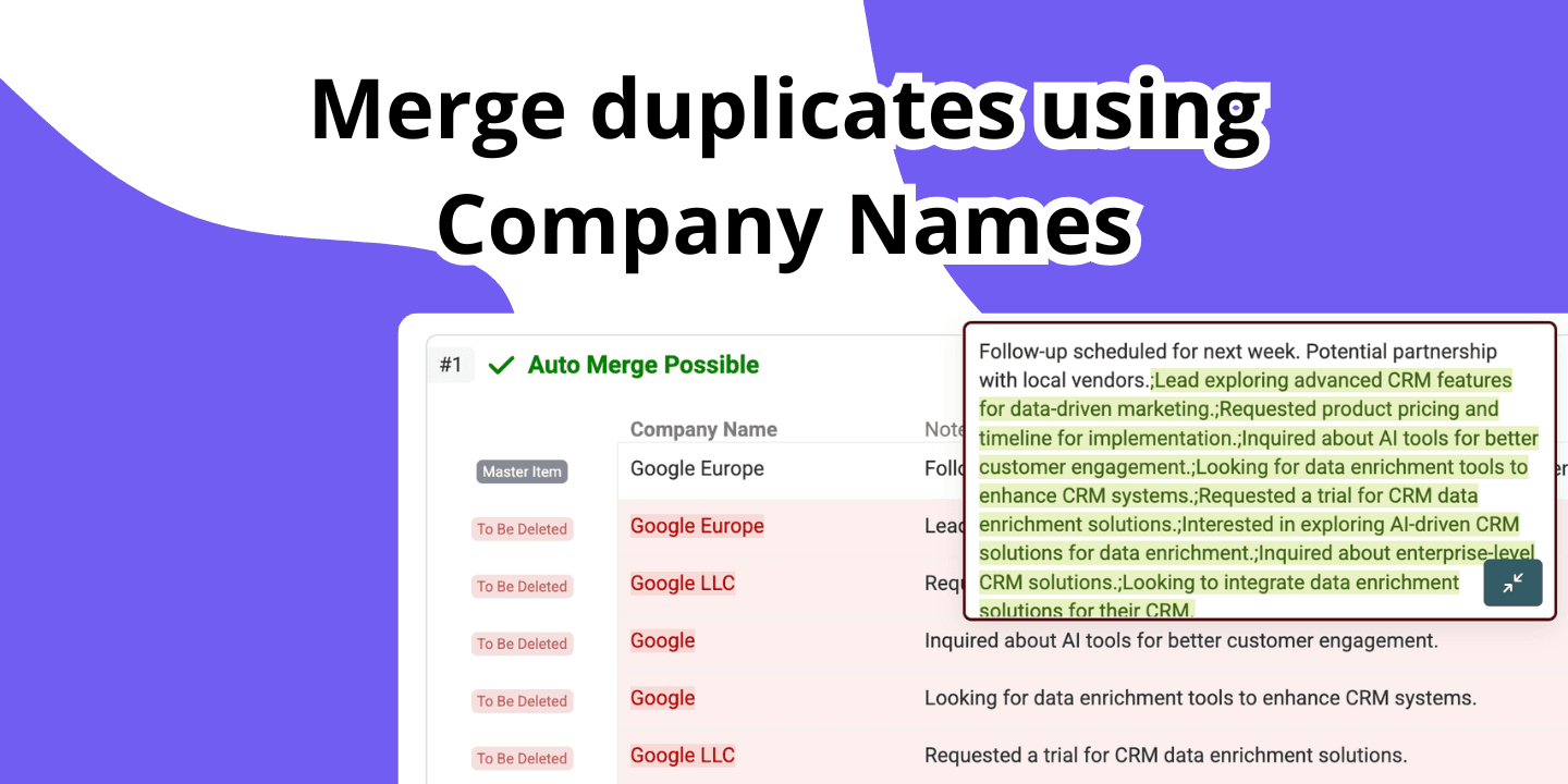 Deduplicar y fusionar nombres de empresa (Excel/CSV/CRM)