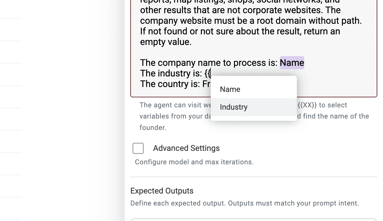 Select variables from your collection