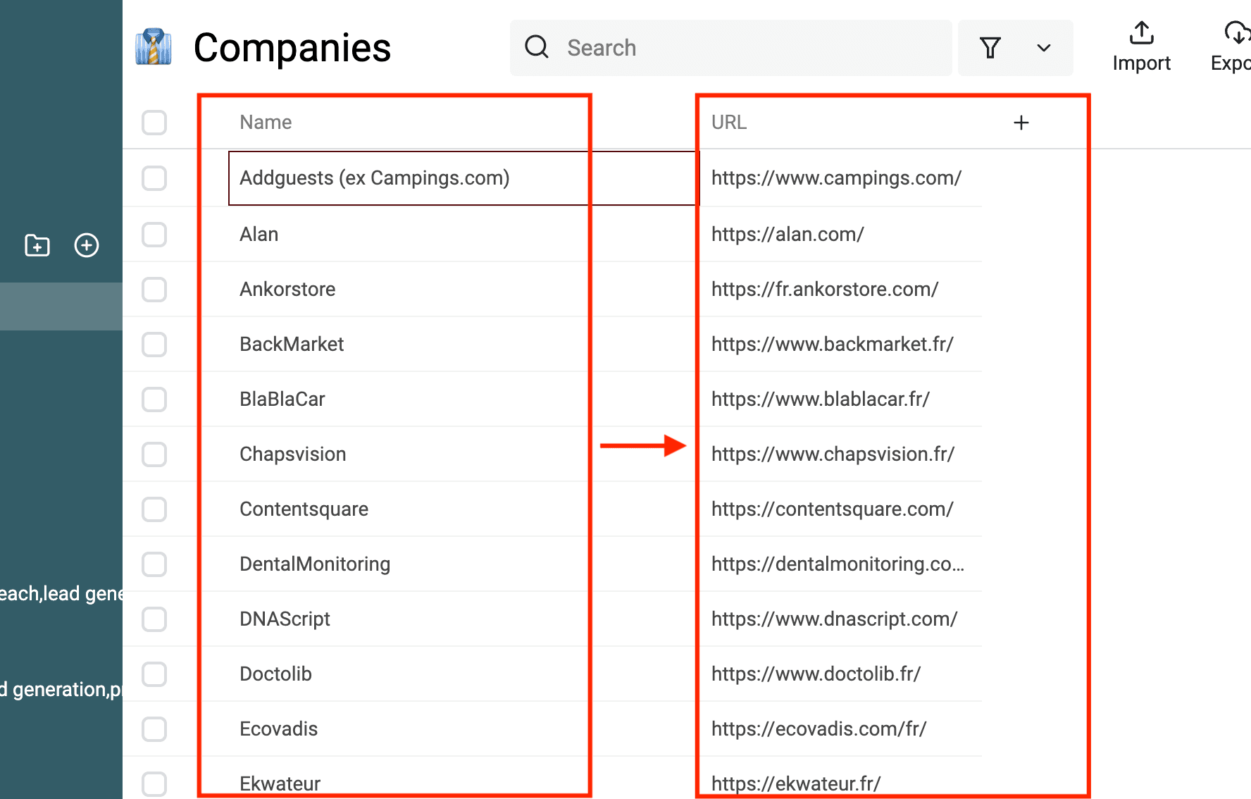 Obtenga URLs a partir de nombres de empresa