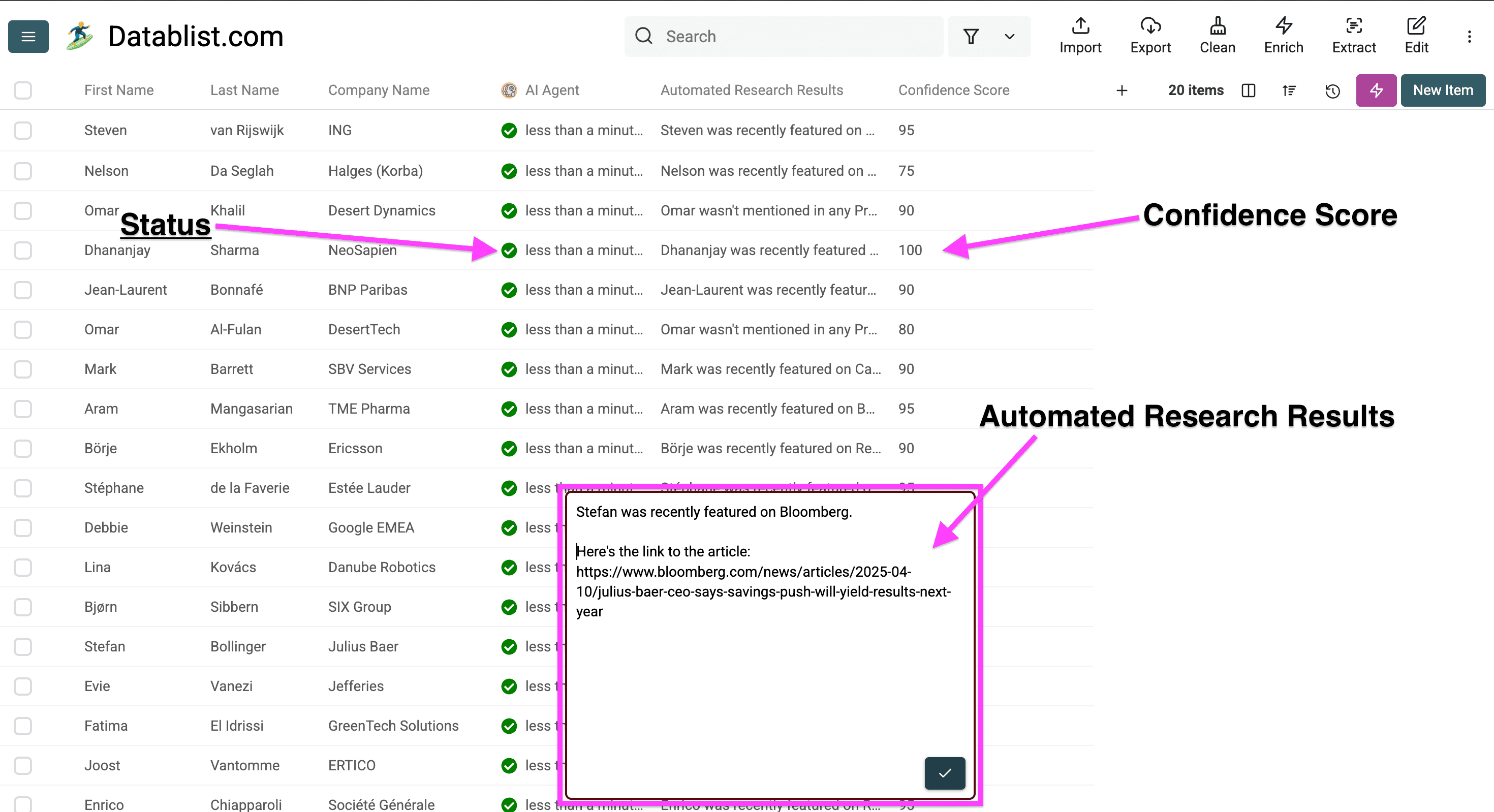 The automated search results I got (looks great)