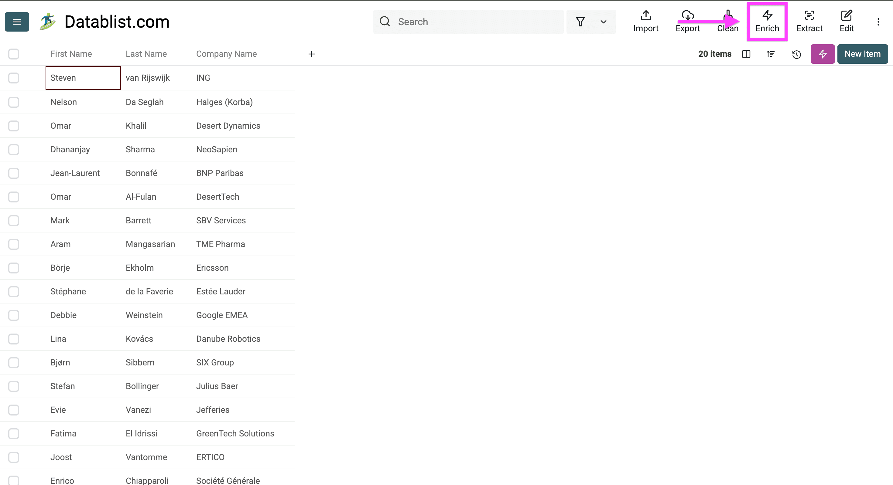 Datablist’s user interface