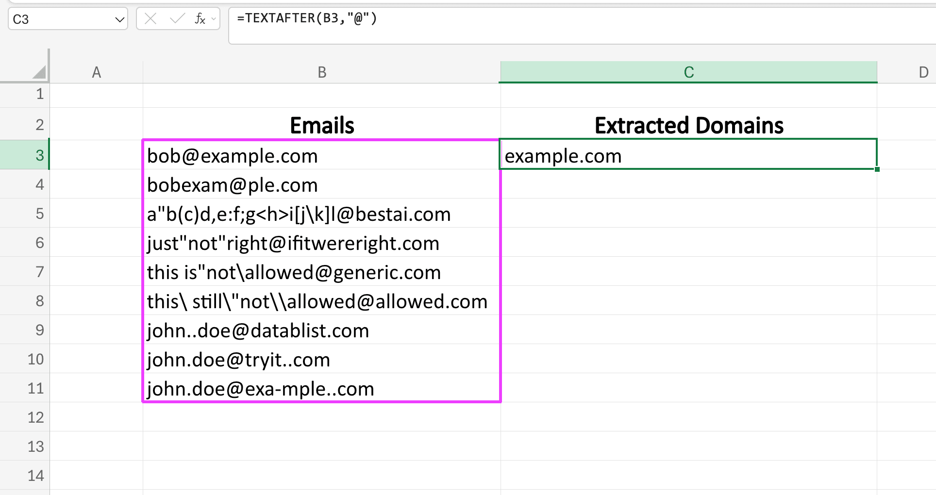 Extracted domain from an email