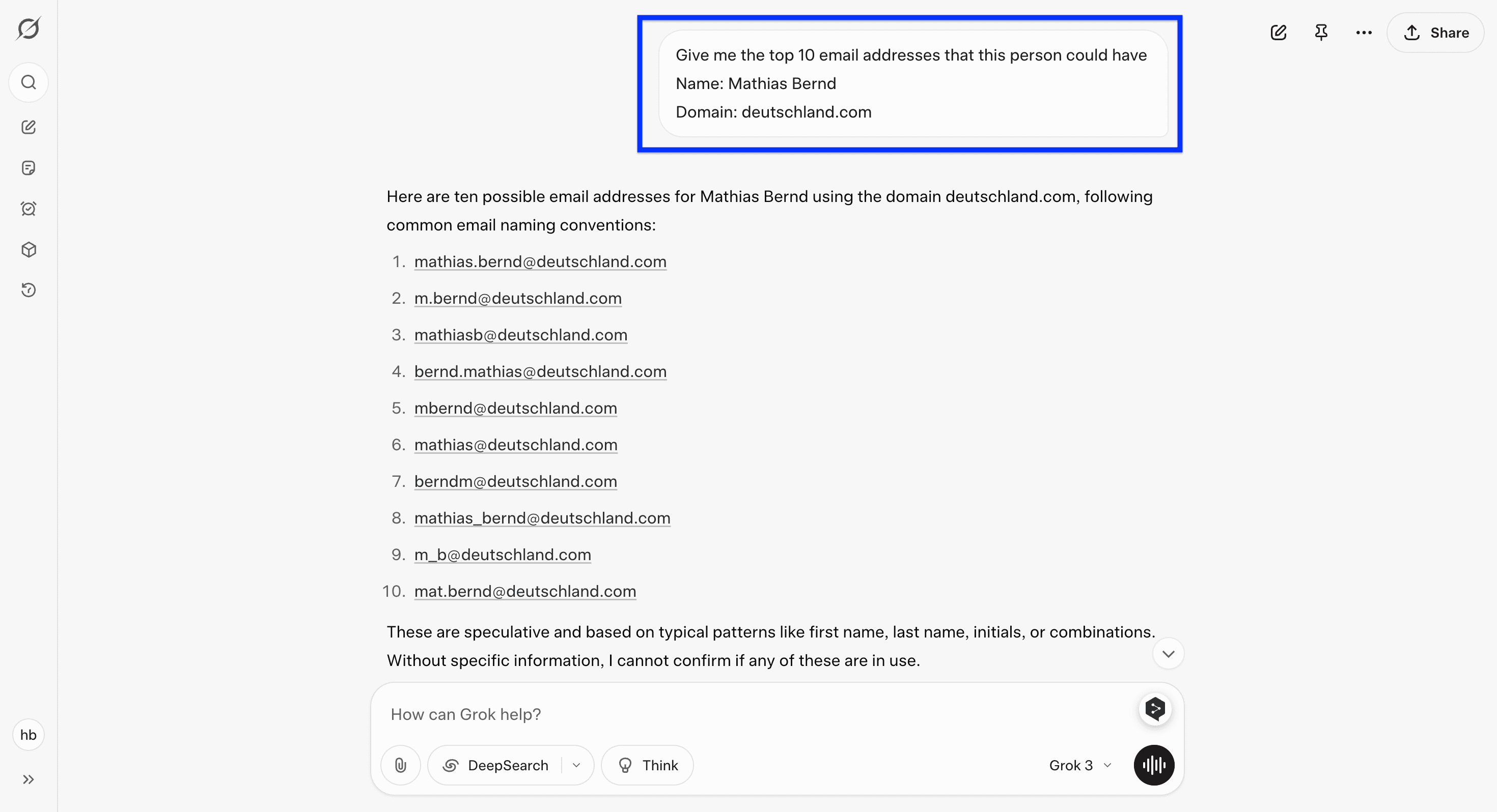 Using Grok for email permutation