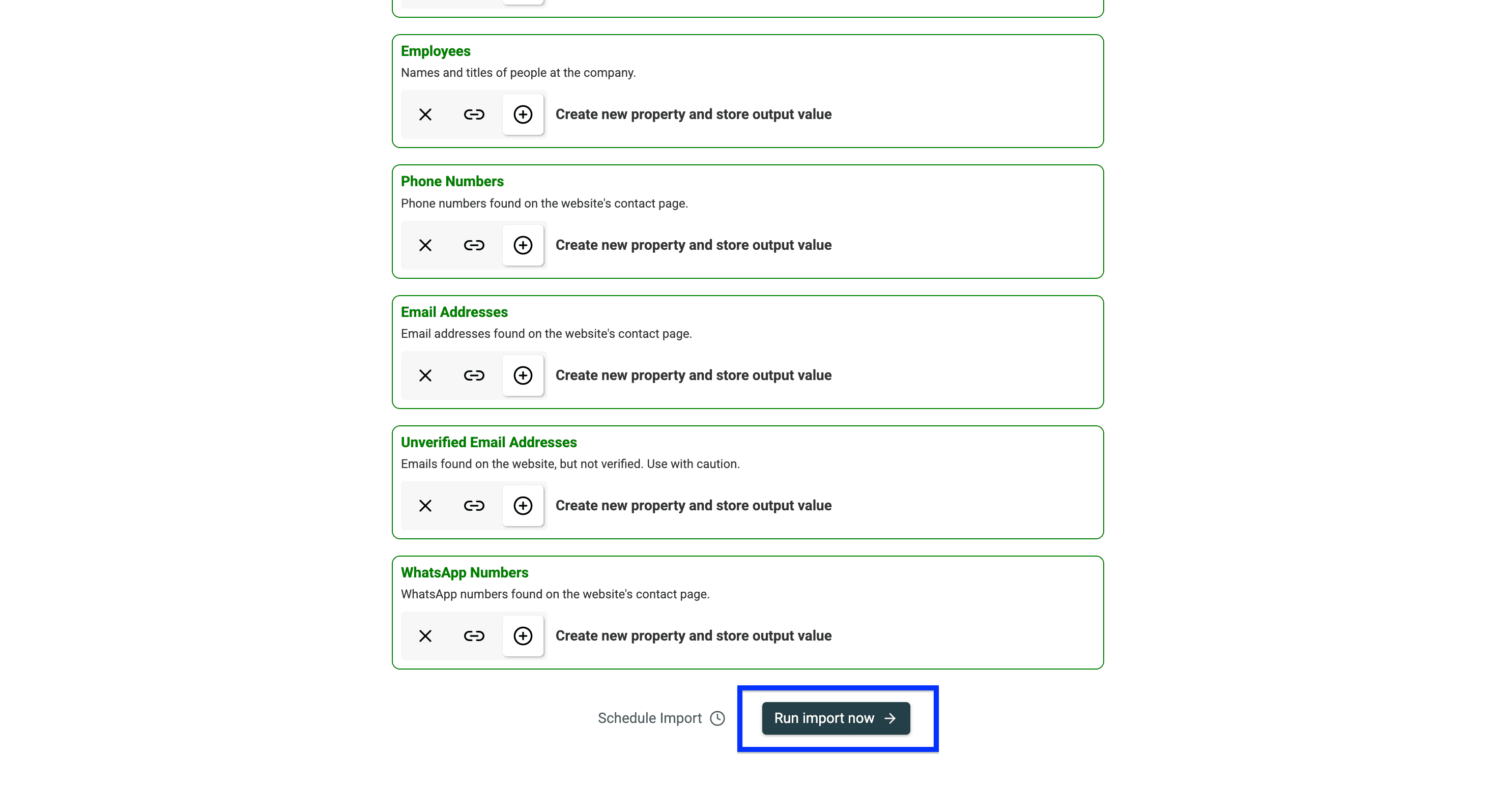 Datablist’s Technology Finder, output field configuration
