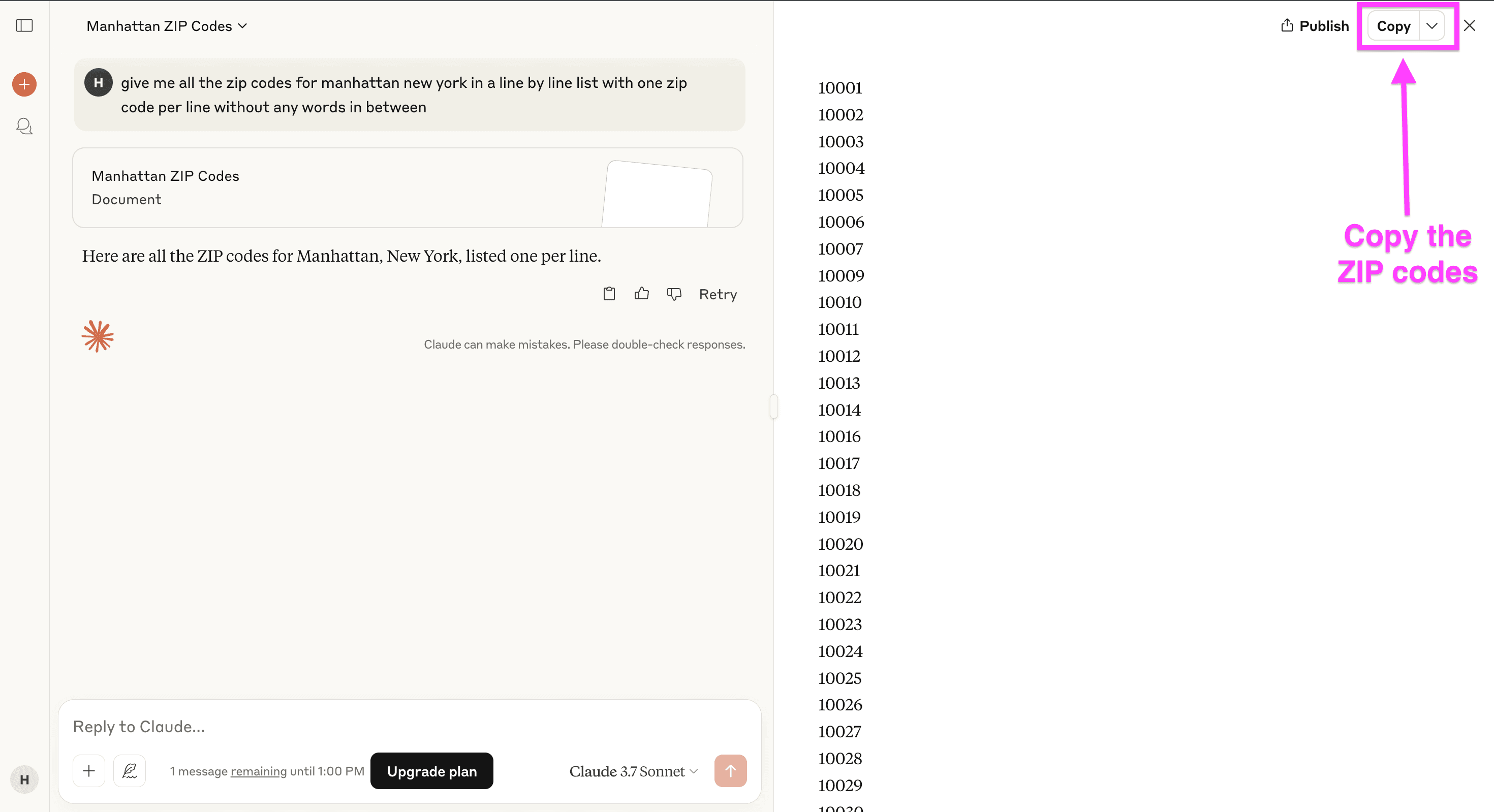 Manhattan’s ZIP codes provided by claude