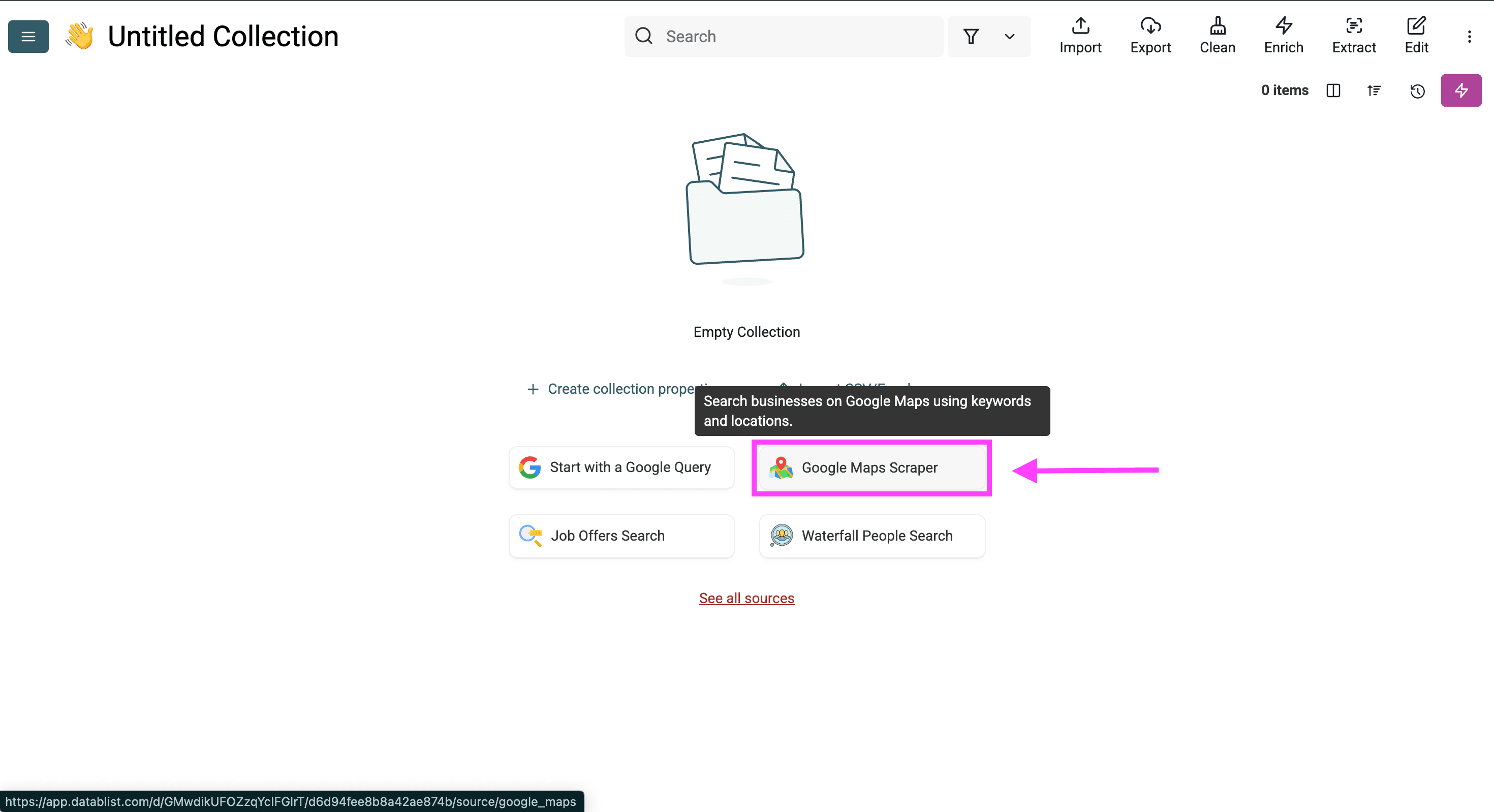 Sourcing methods in Datablist
