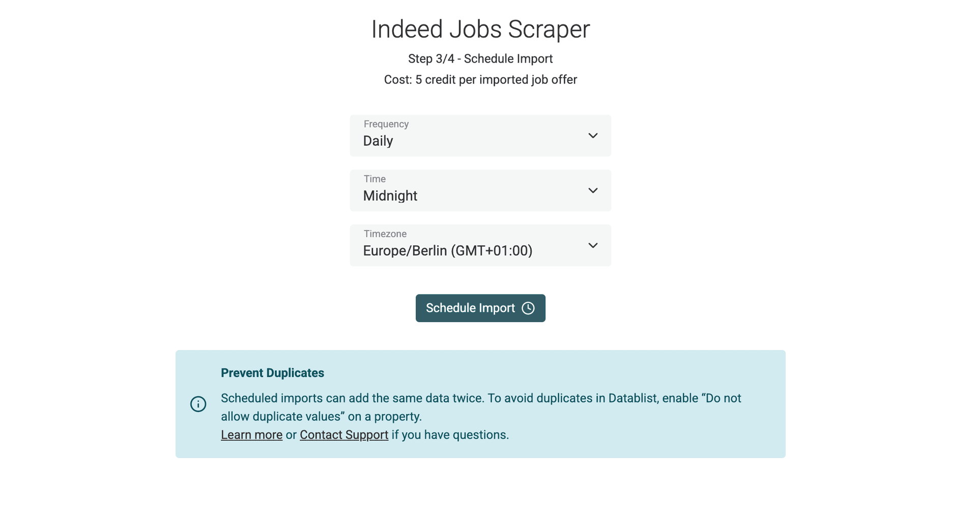 Possibility to automate job offer import from Indeed