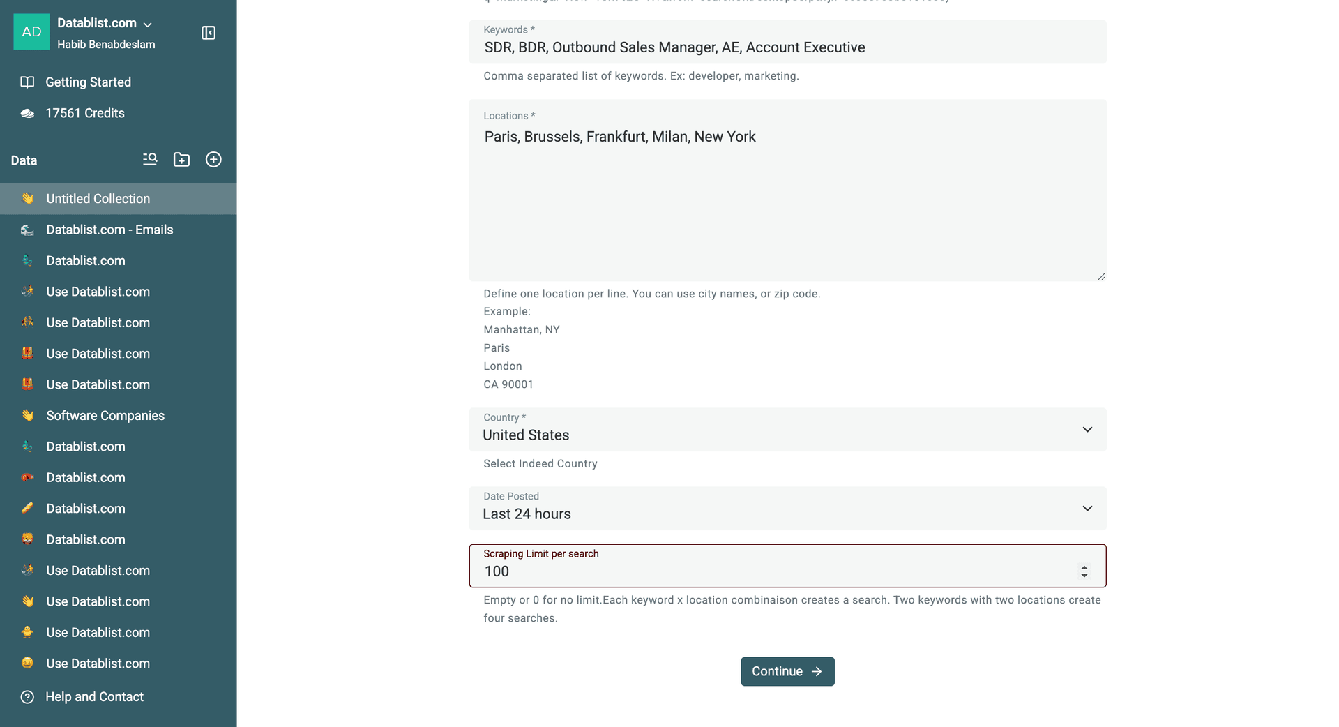 Filtering the Indeed job search