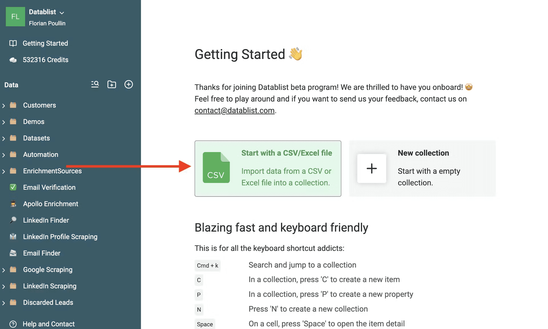 Create a new collection in Datablist