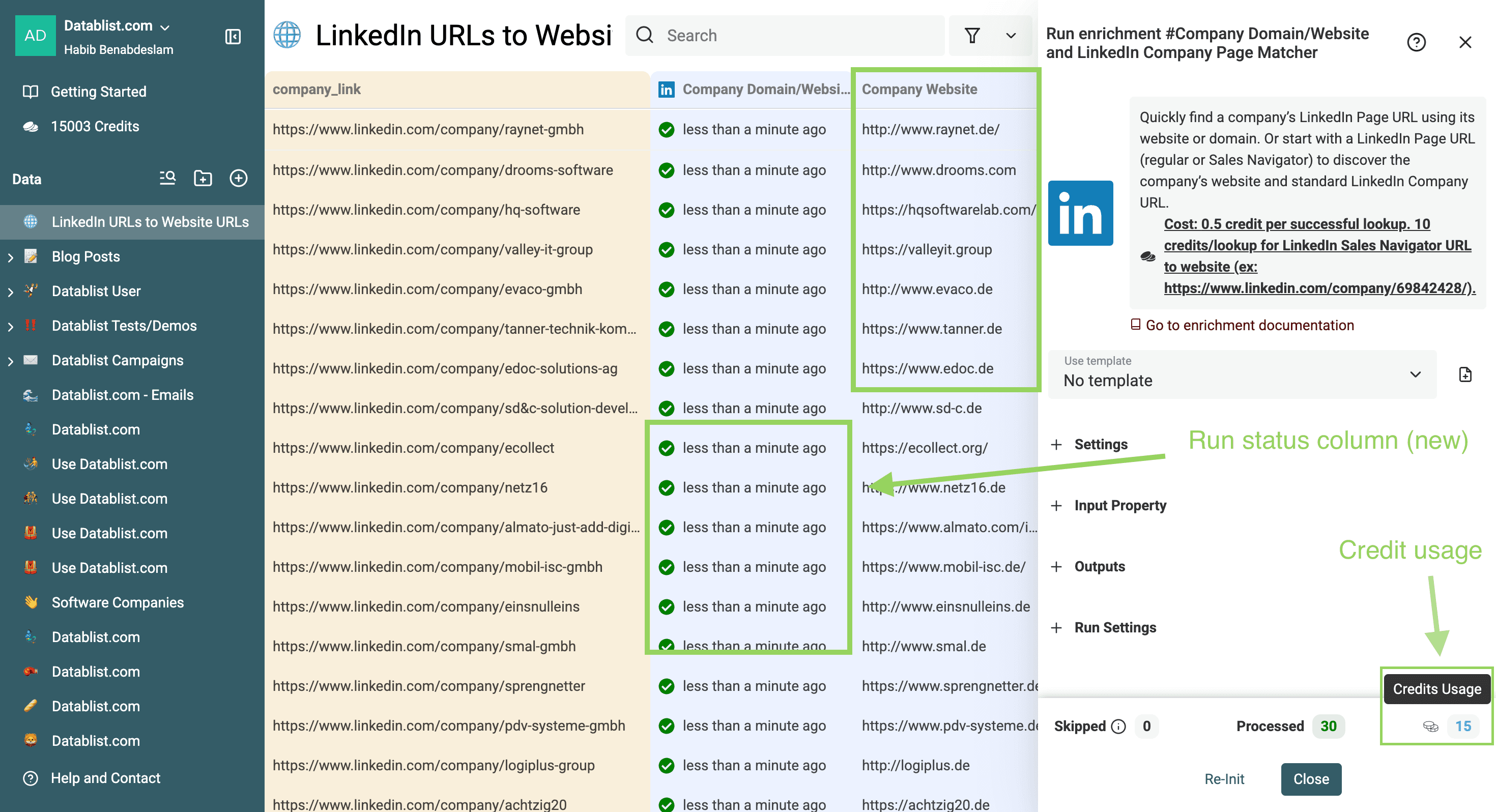 Get Website URLs From LinkedIn Company Pages - Completed enrichment