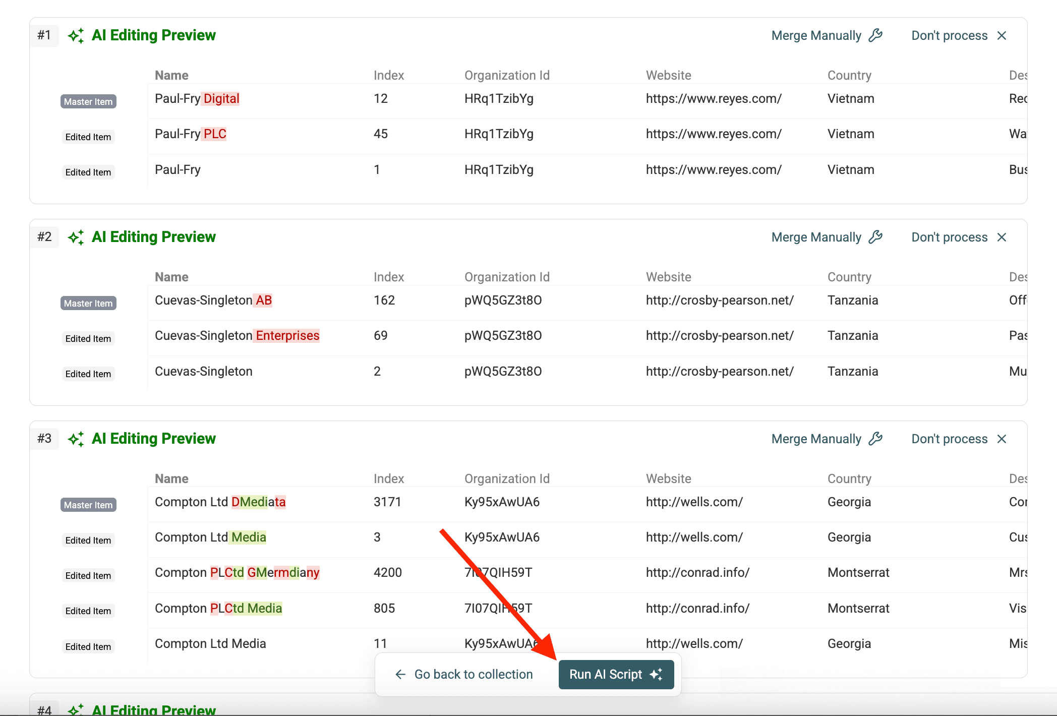 Review the script explanation and preview the changes