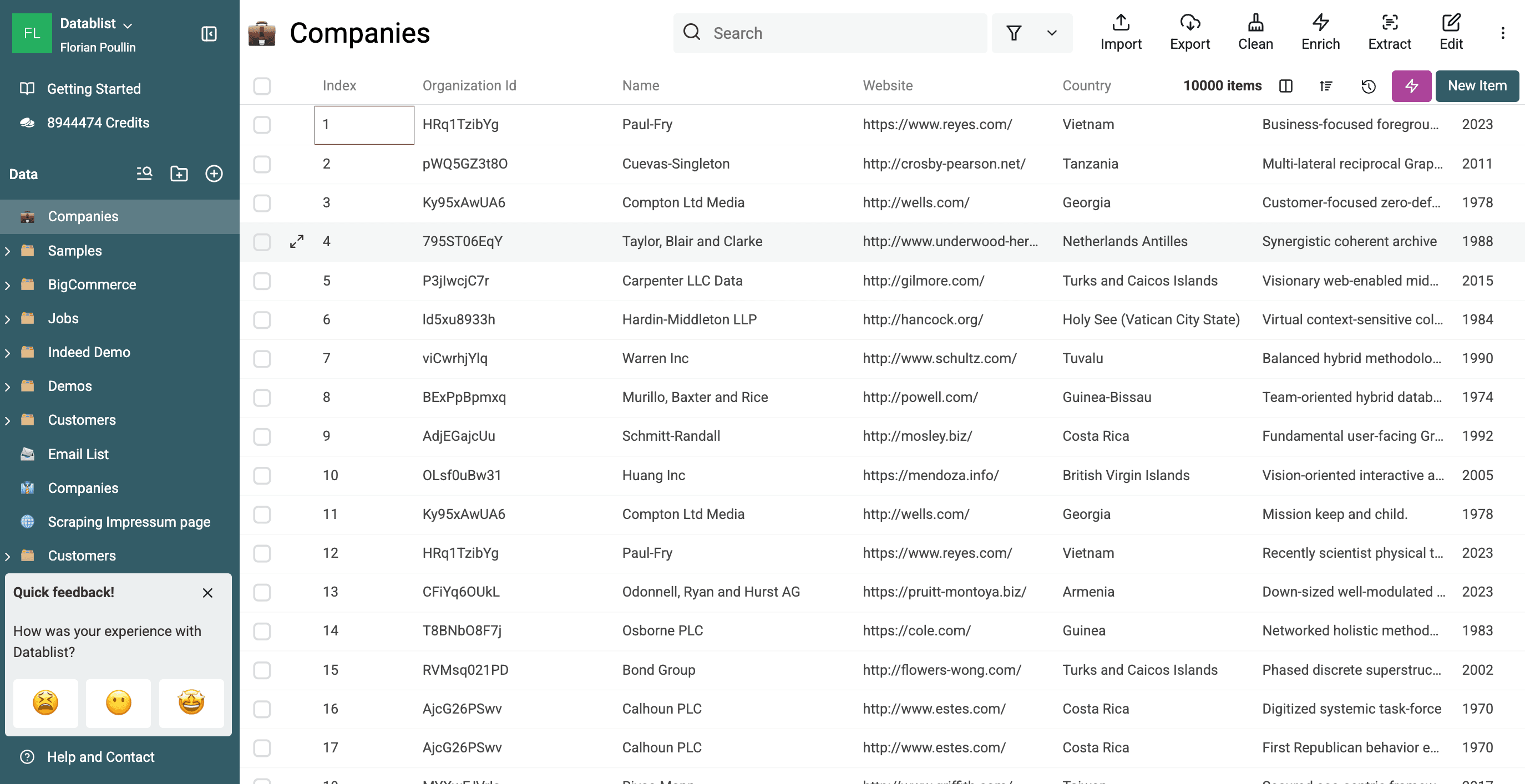 Review the final data with normalized values in the collection