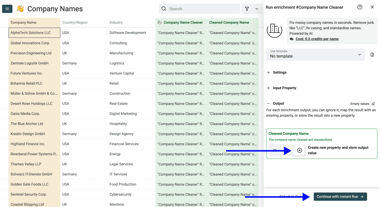 How To Normalize Company Names For Cold Outreach - Outputs Configuration