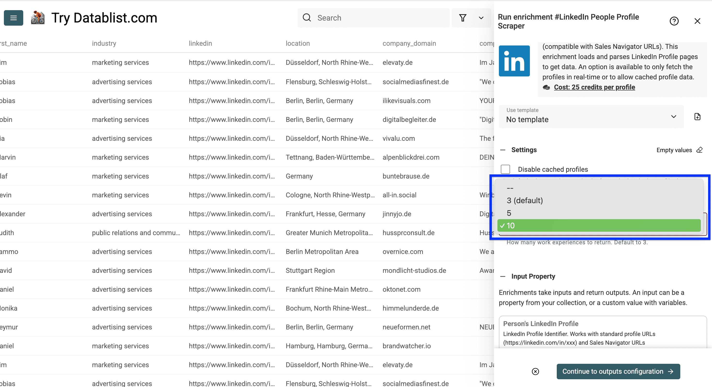 Scraping prospects LinkedIn accounts with Datablist