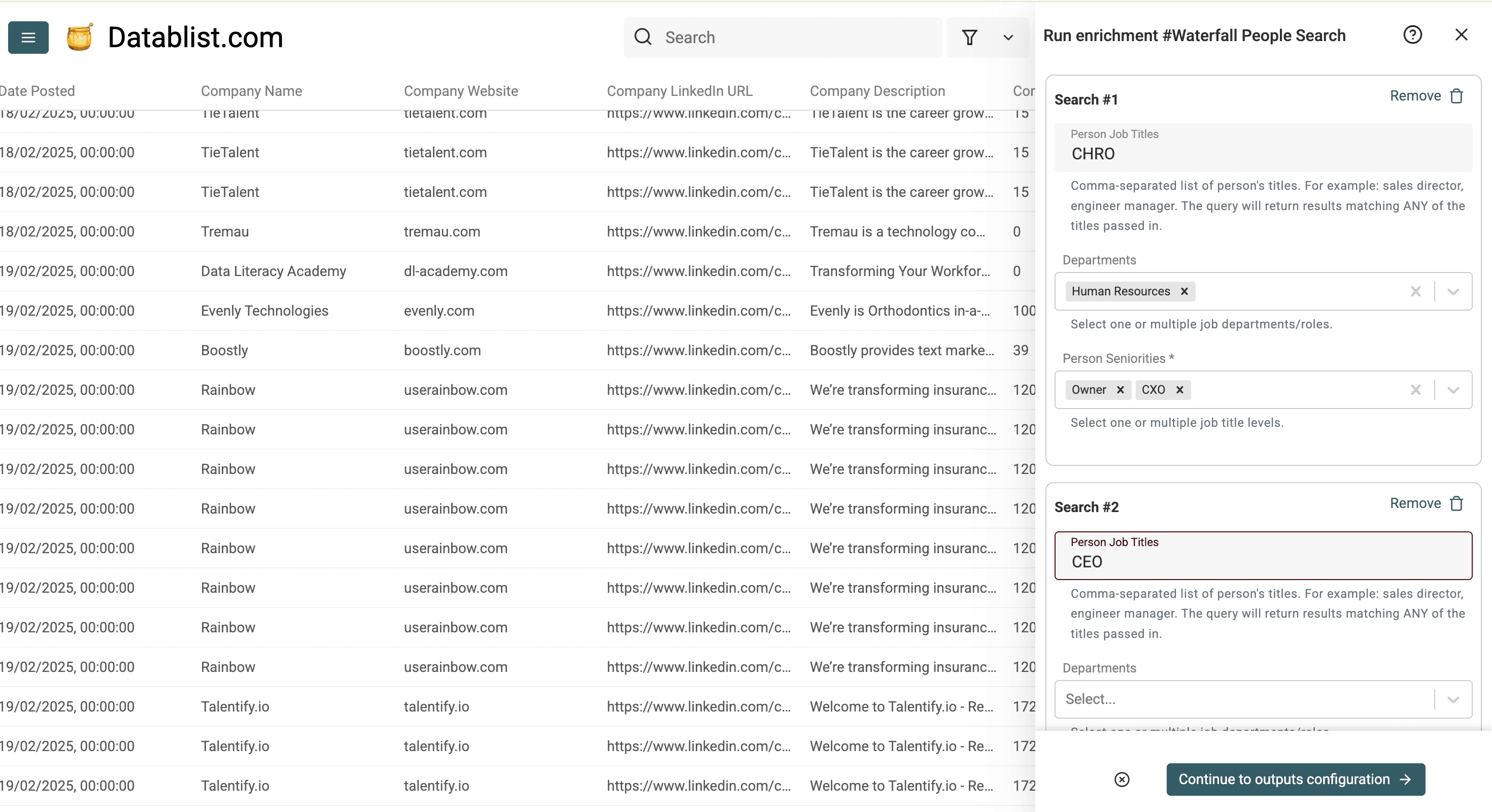 Finding leads with Datablist’s Waterfall People Search