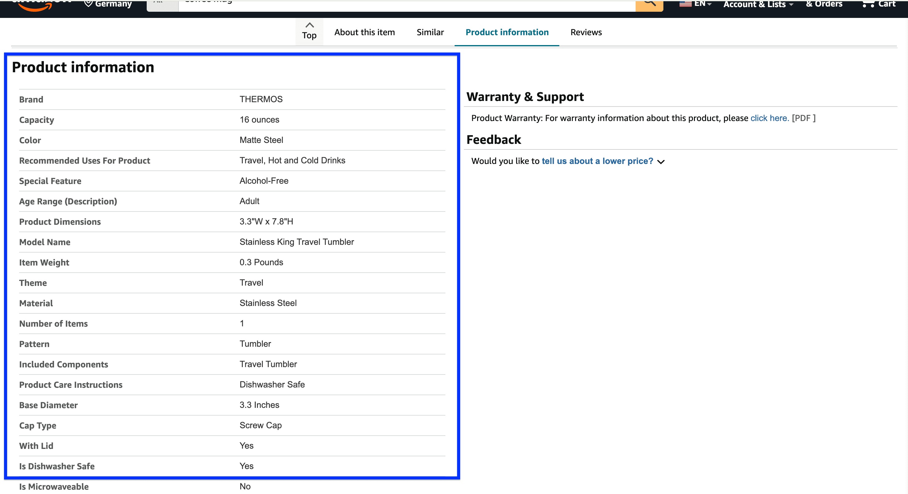 Amazon product details to scrape