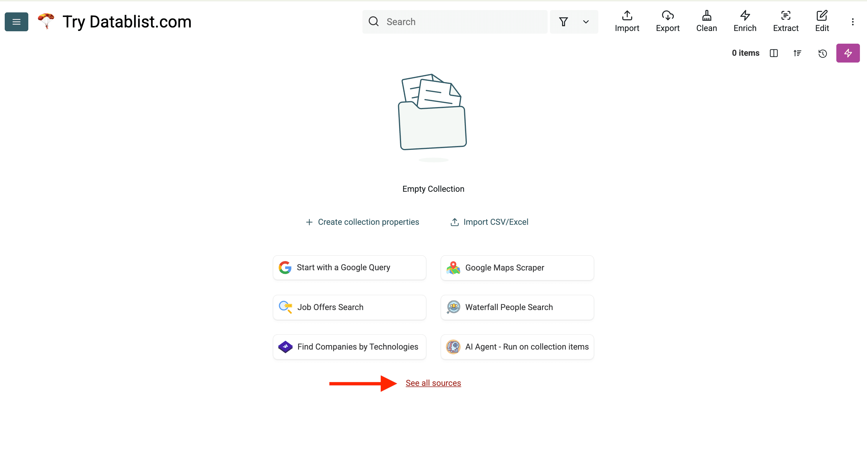 Datablist collection to scrape Amazon search results