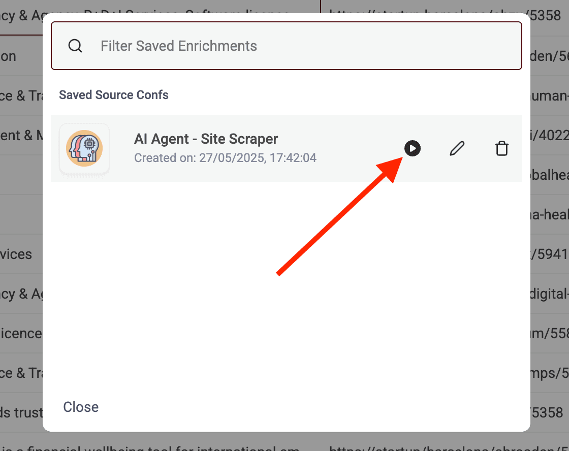 Click on the "Play" icon