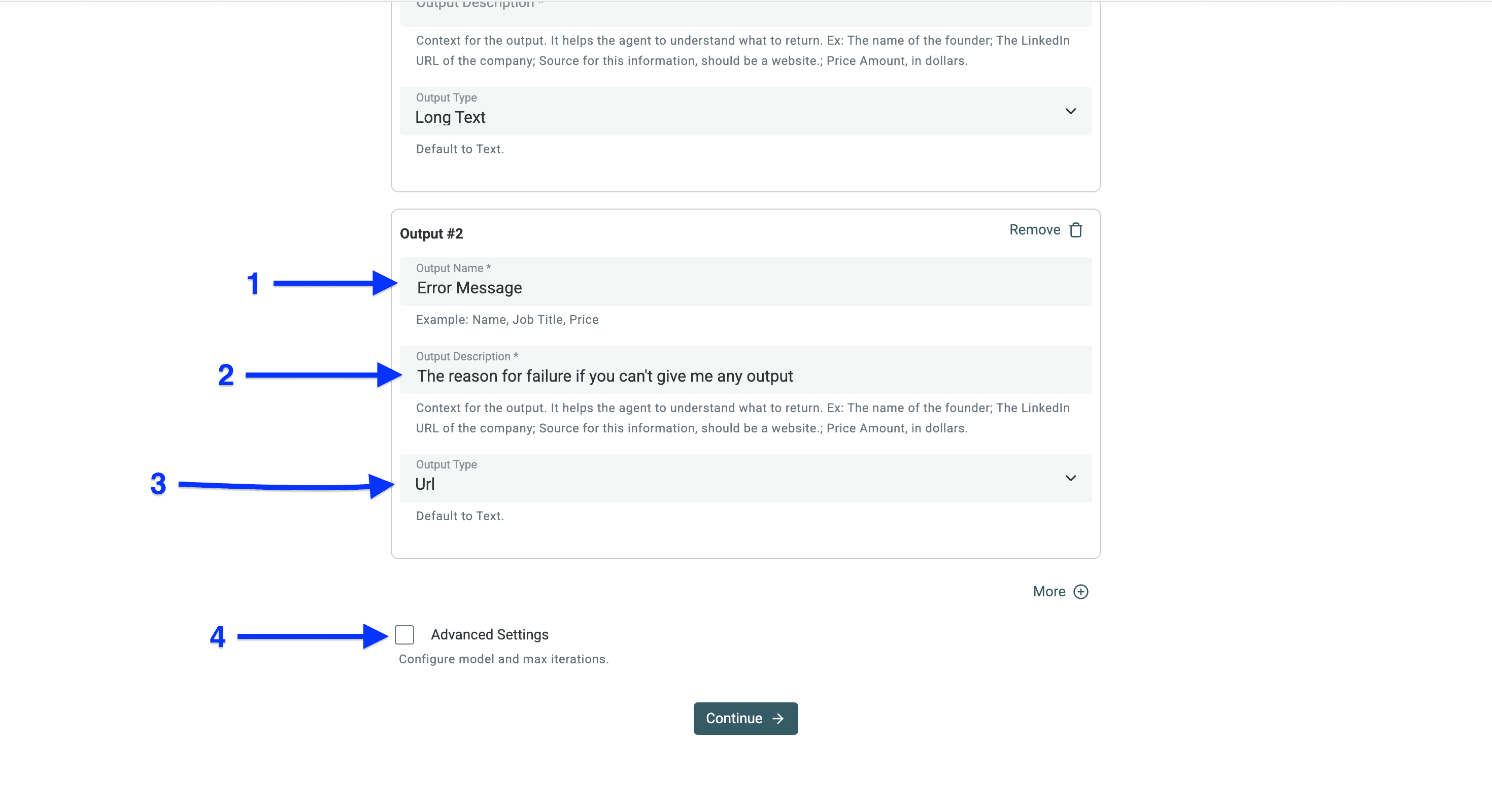 Second output configuration of AI Agent to scrape an Amazon search