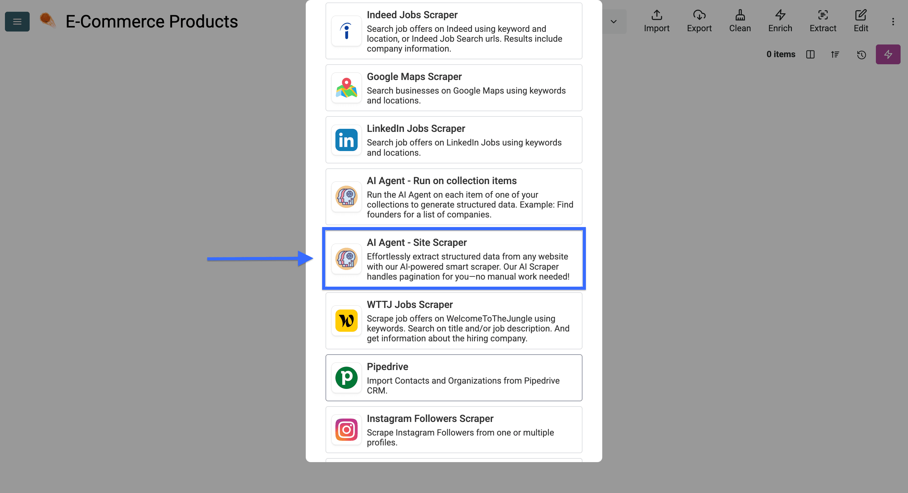 Datablist’s AI Agent Site Scraper allows you to scrape almost any page