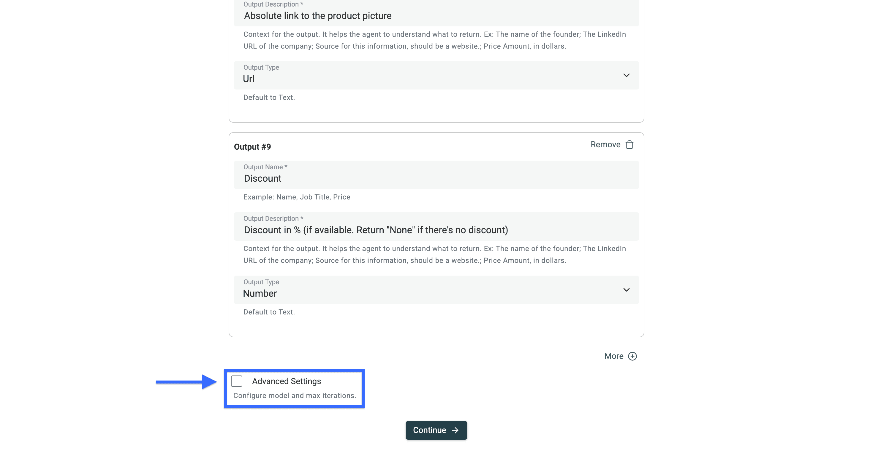 Enable advanced setting to unlock more scraping features