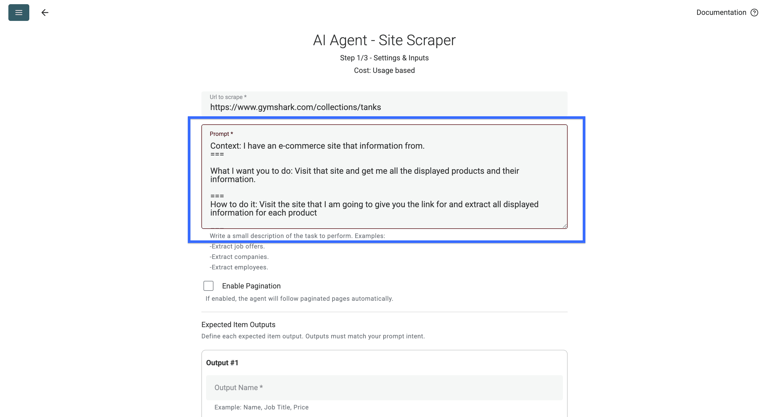 Having the right prompt makes extracting products much easier