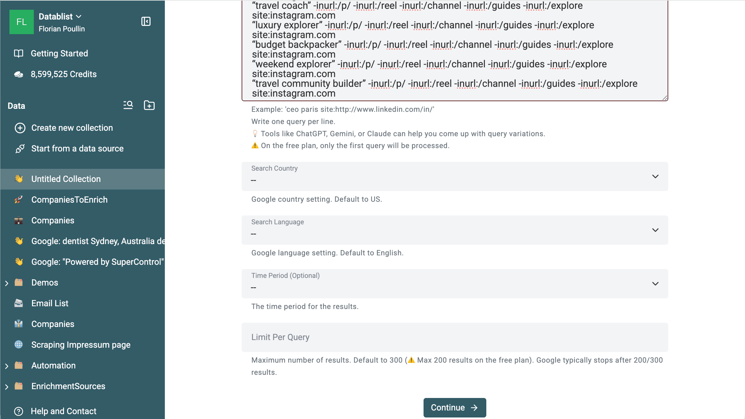 Paste queries