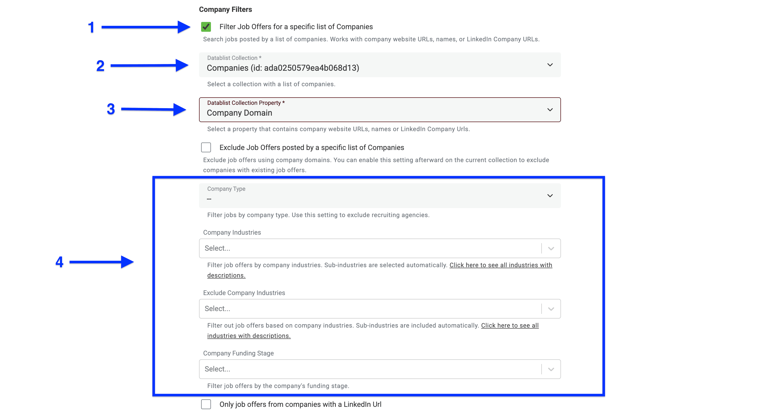 Scraping job postings only for specific companies