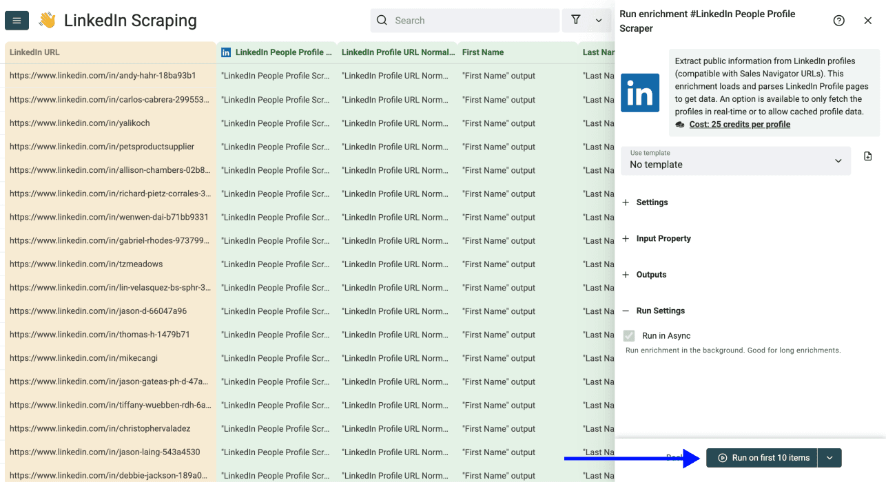How To Scrape LinkedIn Profile Details - Run Enrichment