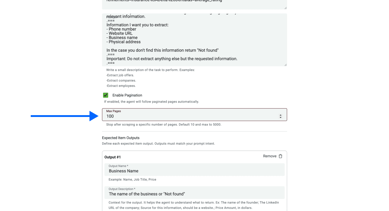 Yellow Pages Scraper, limit setting