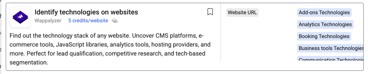 Datablist’s technology enrichment