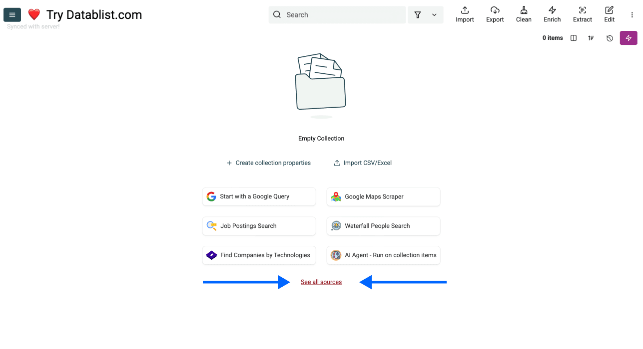 Empty collection in Datablist