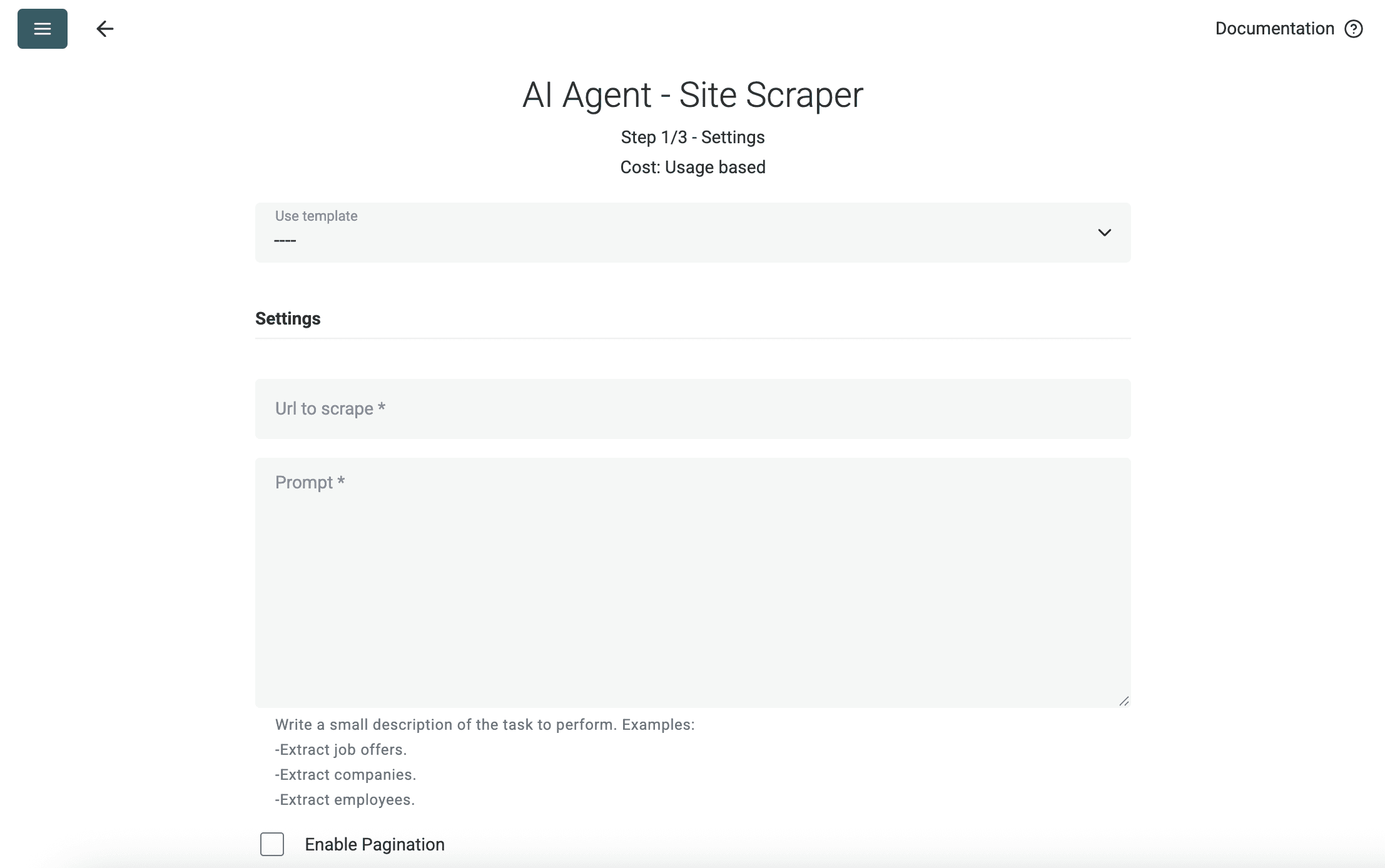Datablist’s AI Agent site scraper