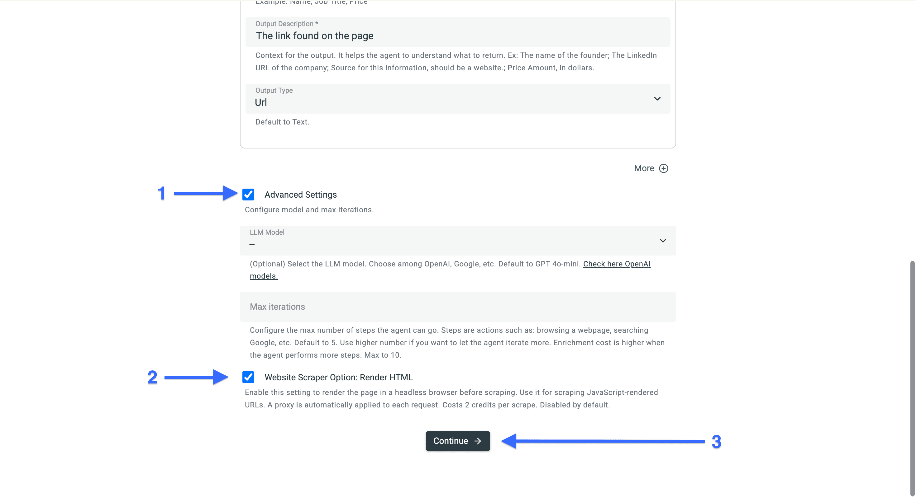 Advanced settings for Datablist’s ai agent