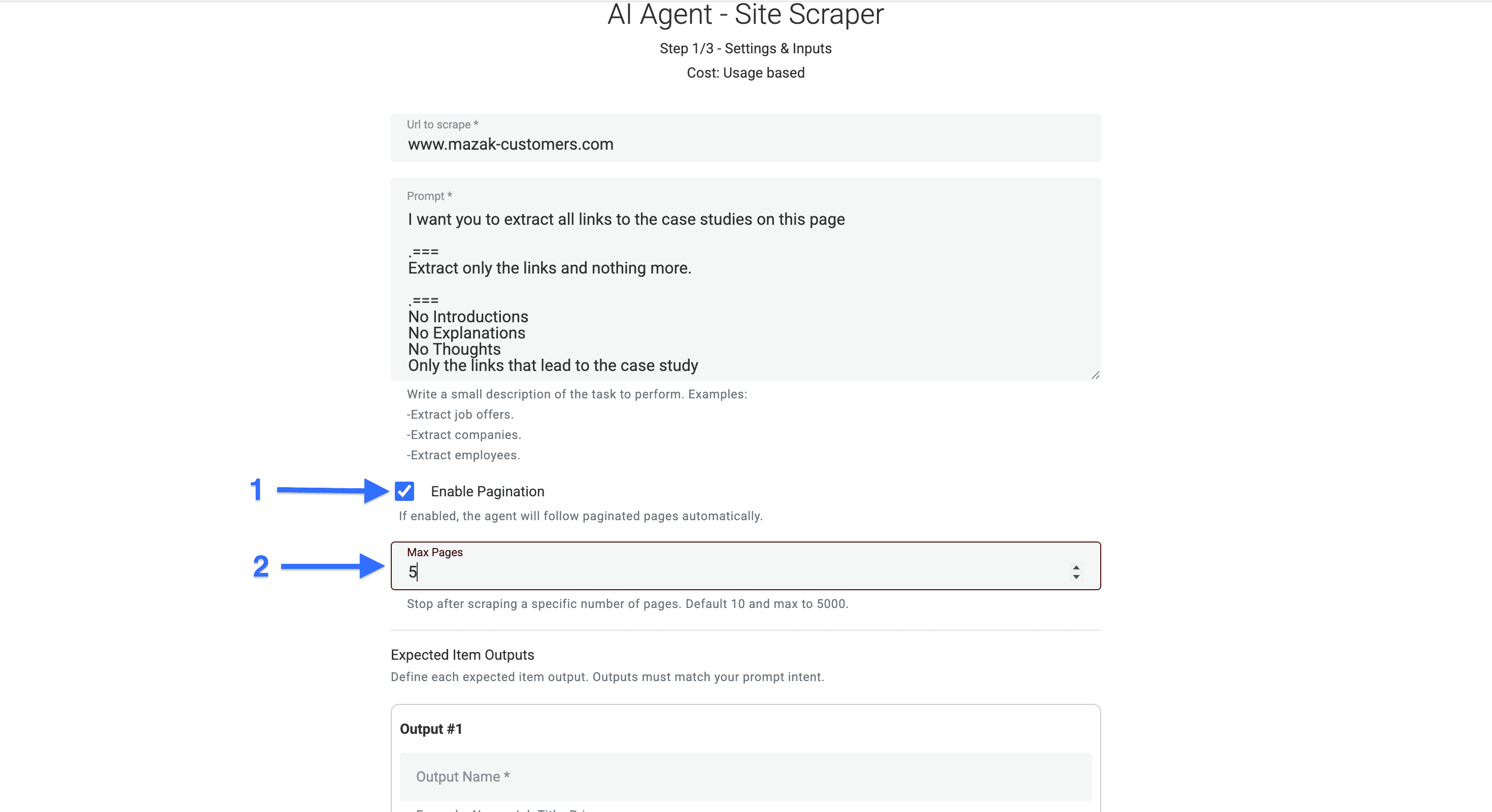 AI agent settings for scraping case studies