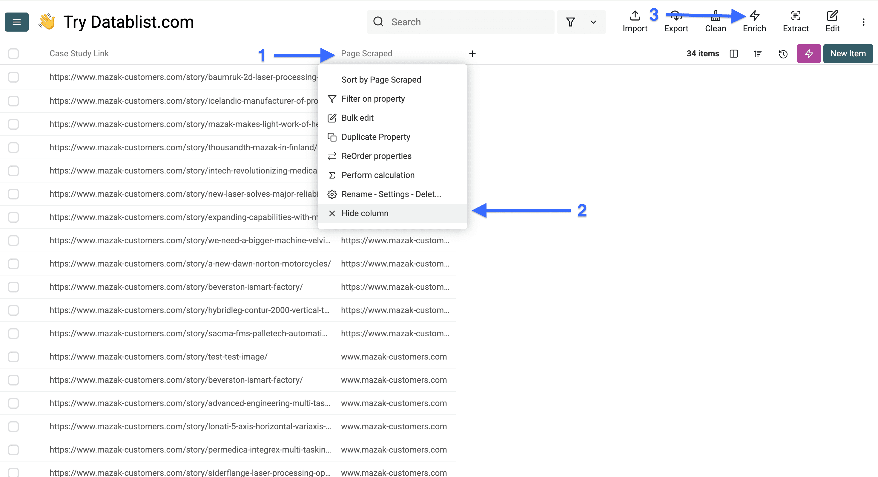 Datablist collection with case study links