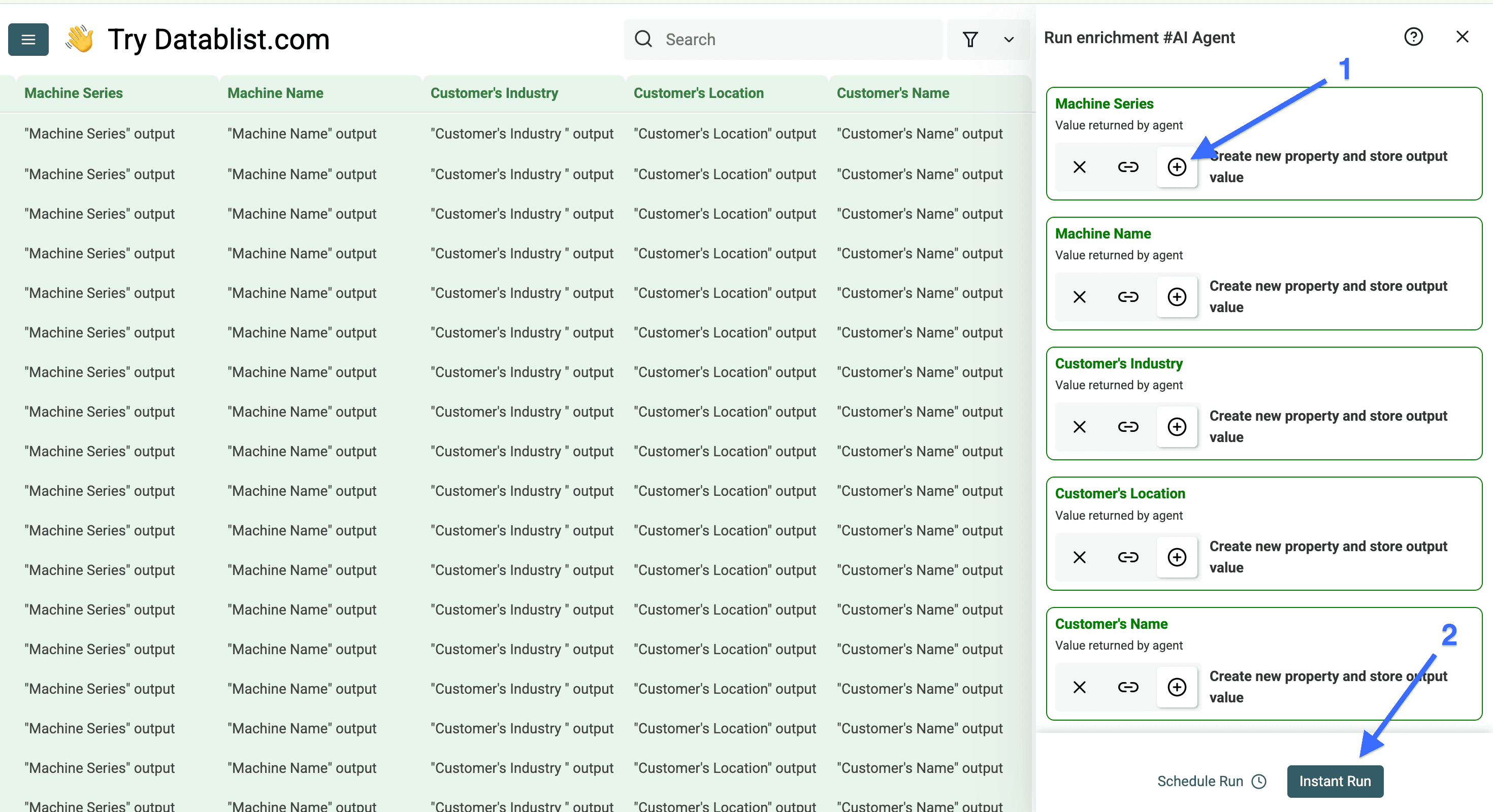 Datablist columns configuration for scraping case studies