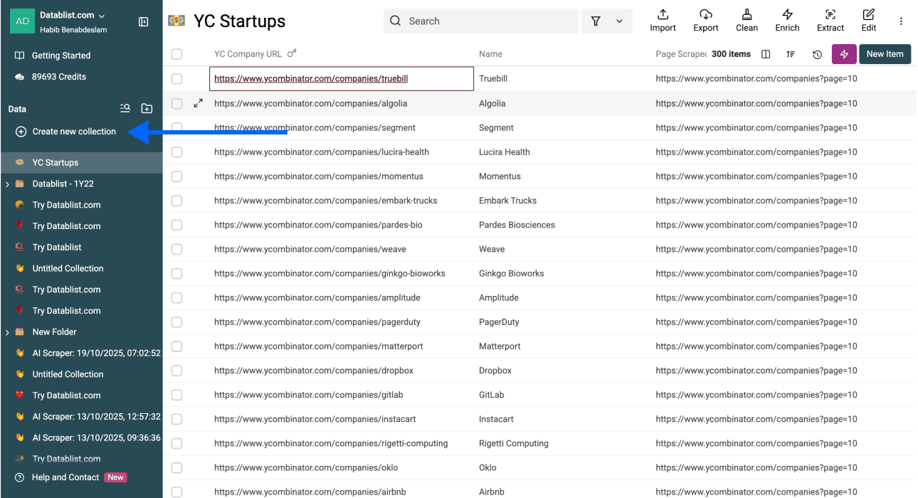 Creating new collection