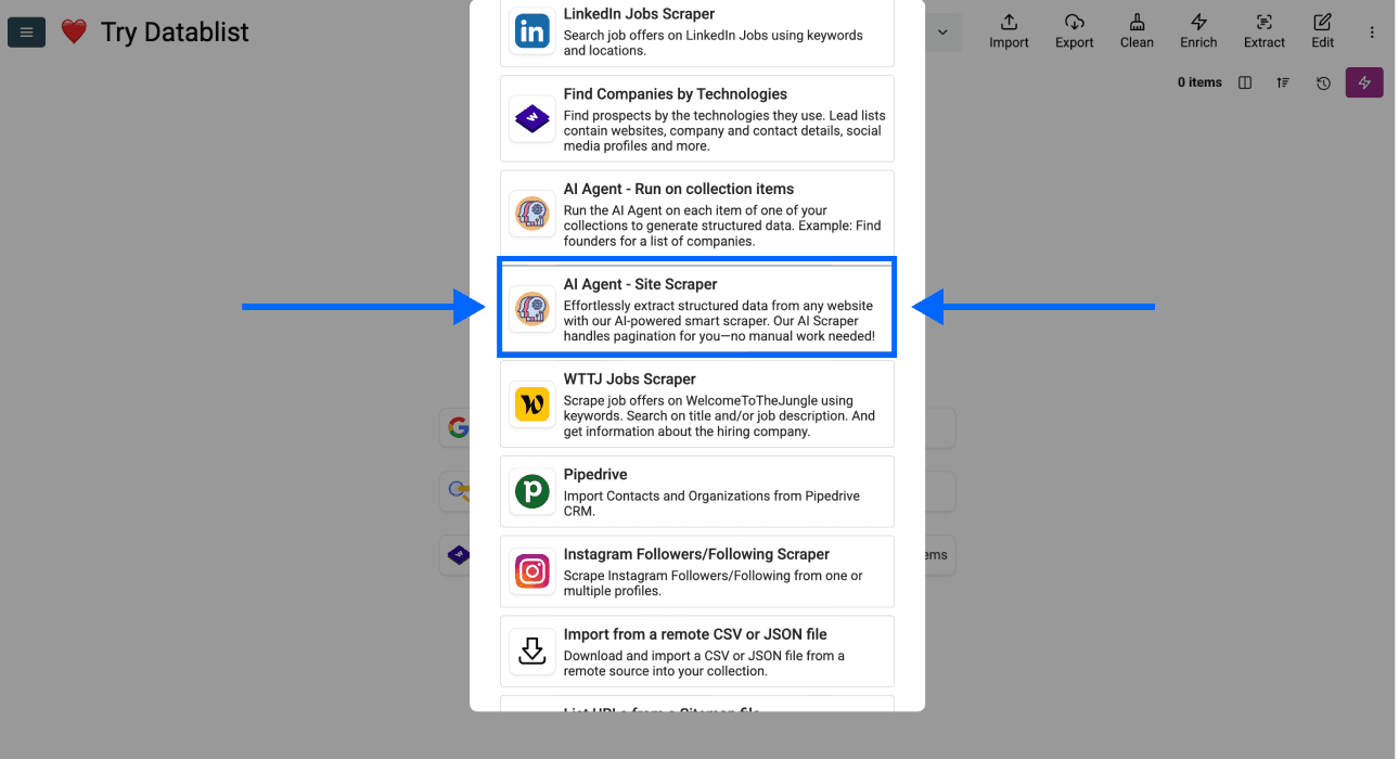 Datablist’s sources