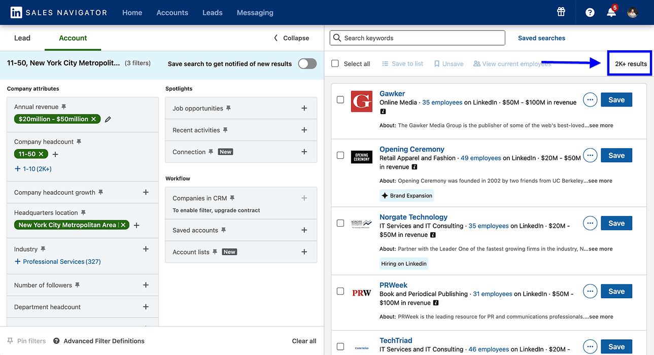 How To Scrape Sales Navigator Accounts - Configured Search