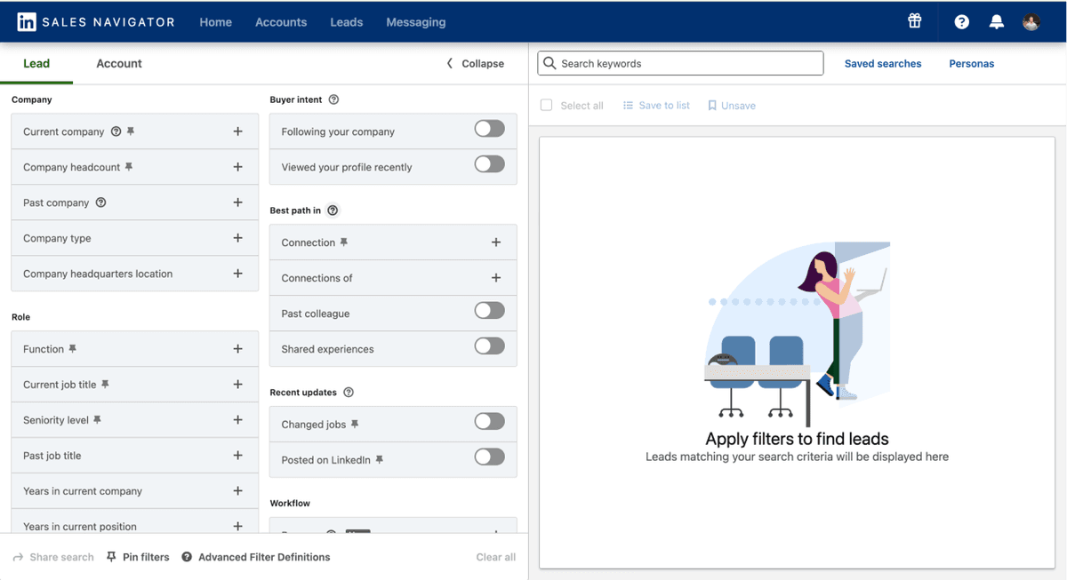 How To Scrape Sales Navigator Leads - Expanded Filter View