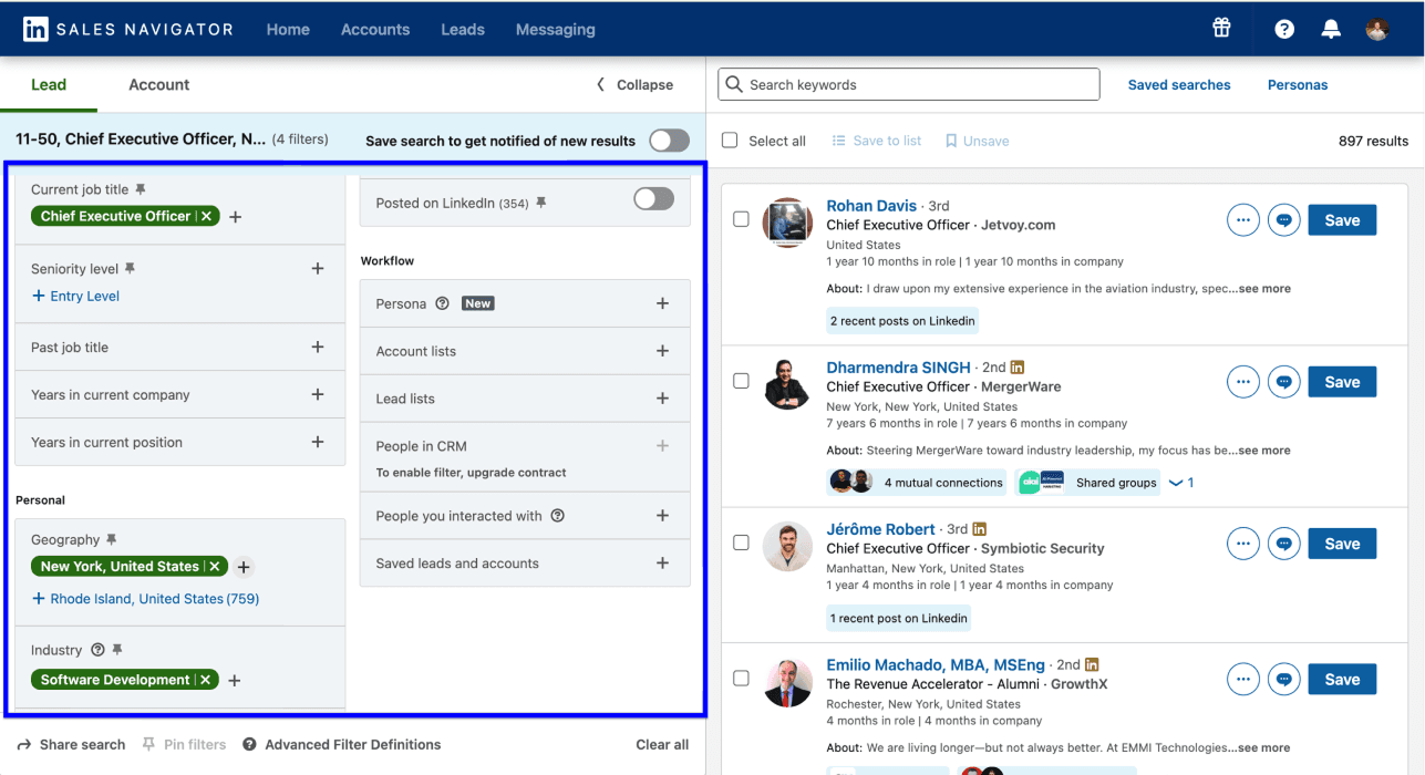 Sales Navigator Scraping - Lead Search Filters