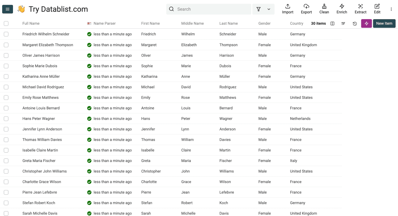 How To Separate Names In Excel - Datablist’s Results
