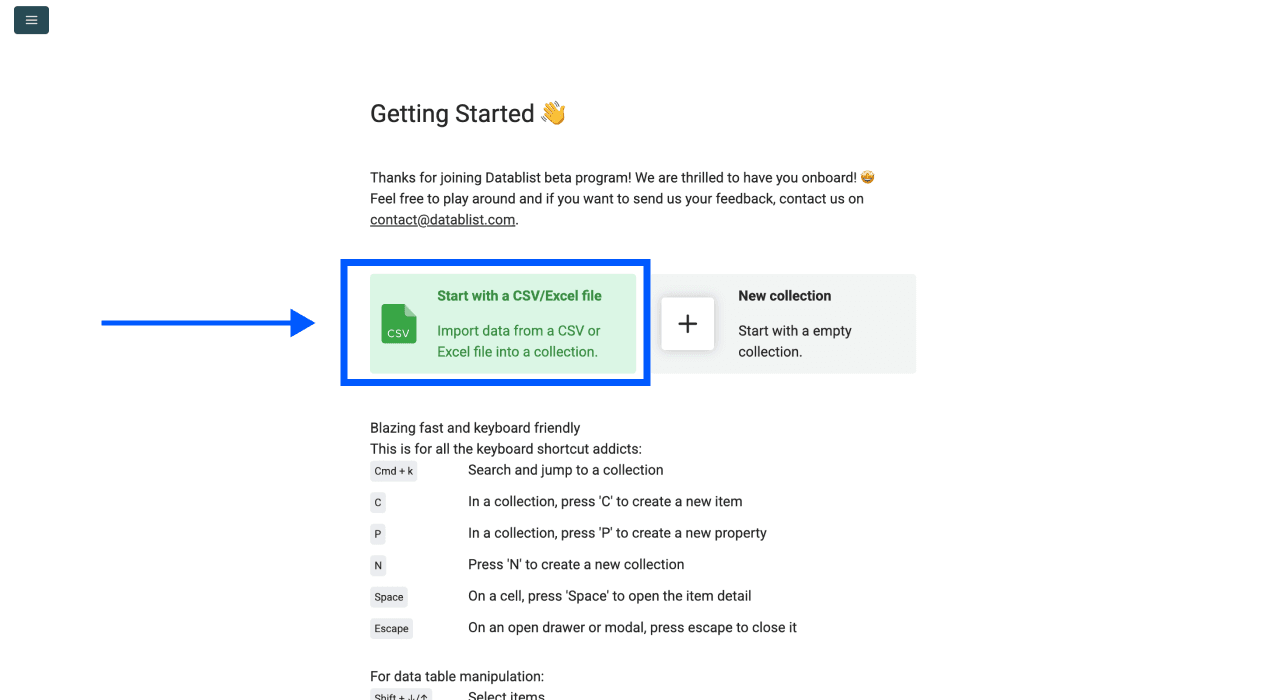 How To Split Names In Excel - Datablist’s Start Screen