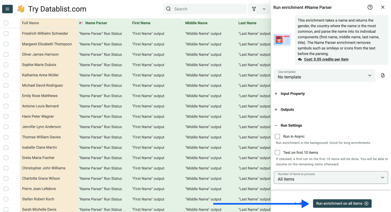 How To Split Names In Excel - Run Settings
