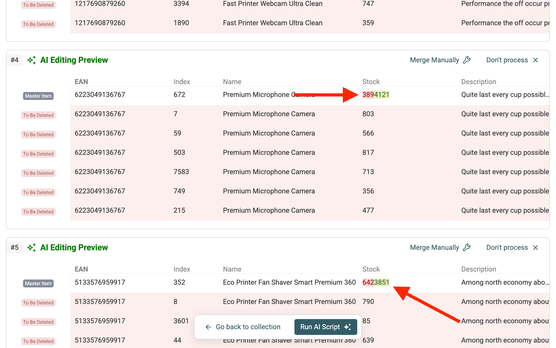 Check the preview of the script results