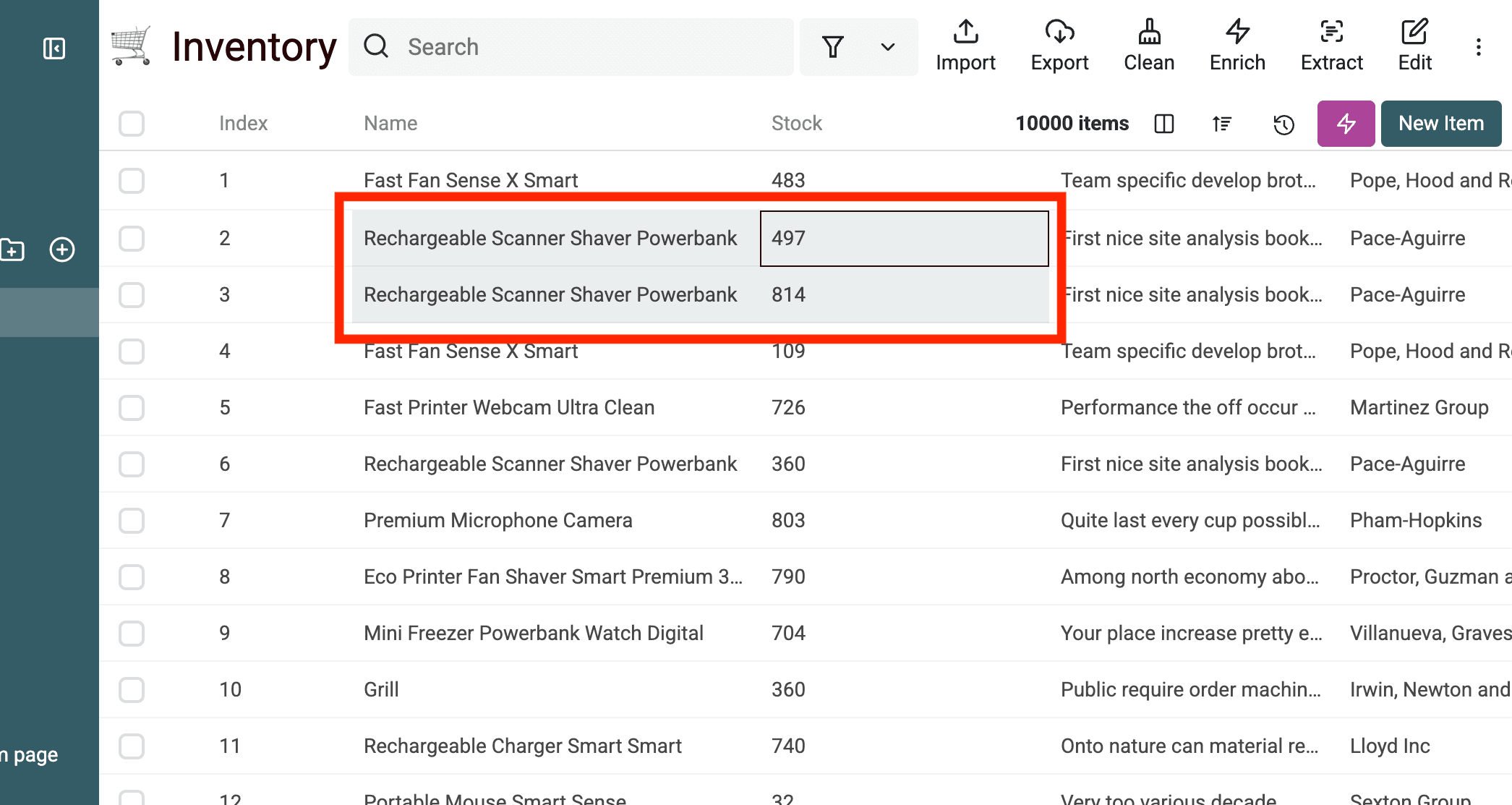 Check imported data in the collection