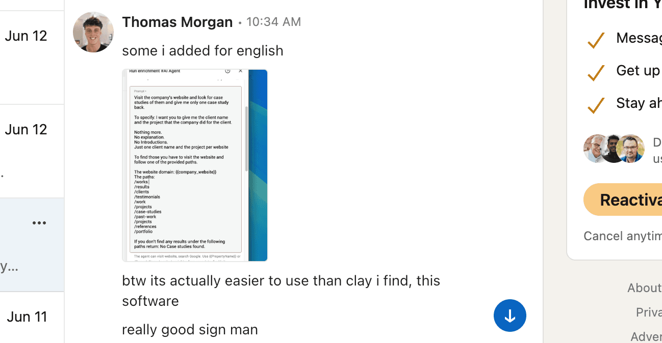 User feedback of Datablist customers