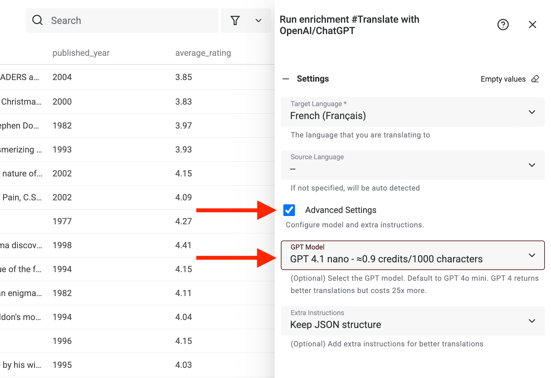 Select ChatGPT model