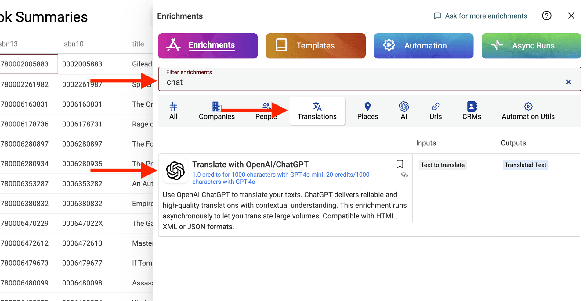 Select ChatGPT for Translation